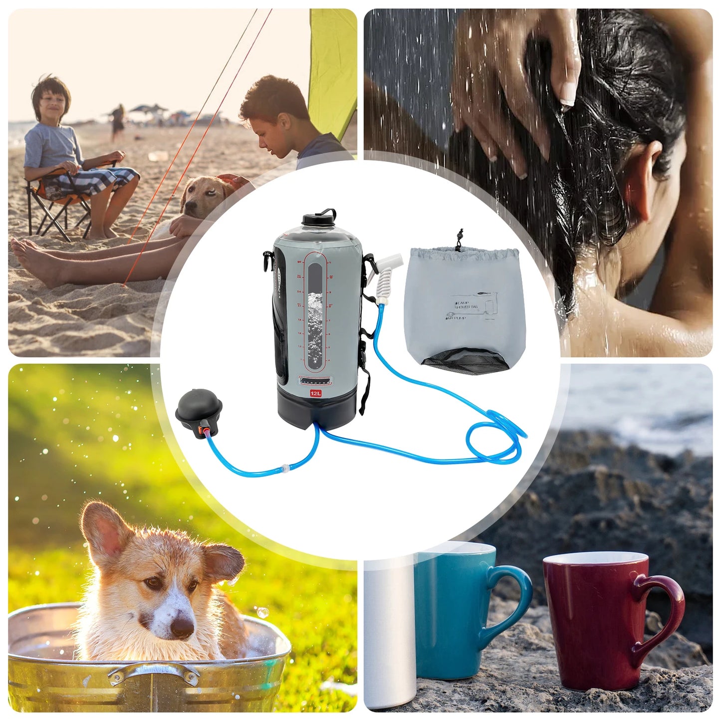 Bymaocar Portable Camping Shower Bag With Folding Solar Water Bag
