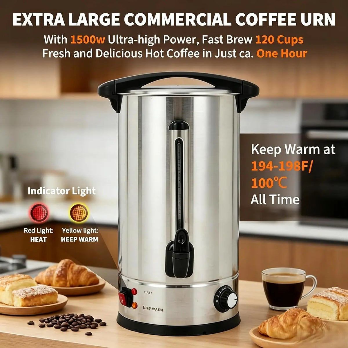 Tacleekii Commercial Coffee Urn Fast Brew Warm Beverage Dispenser