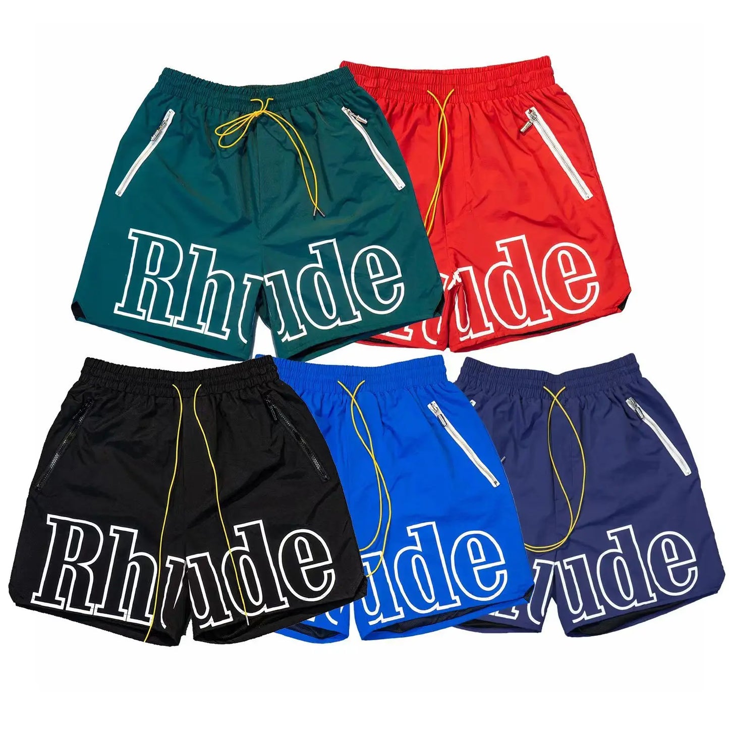 2026 Rhude High Street Trend Casual Shorts Men Woman Letter Print Loose Breathable Light Quick Drying Rhude Sports Shorts