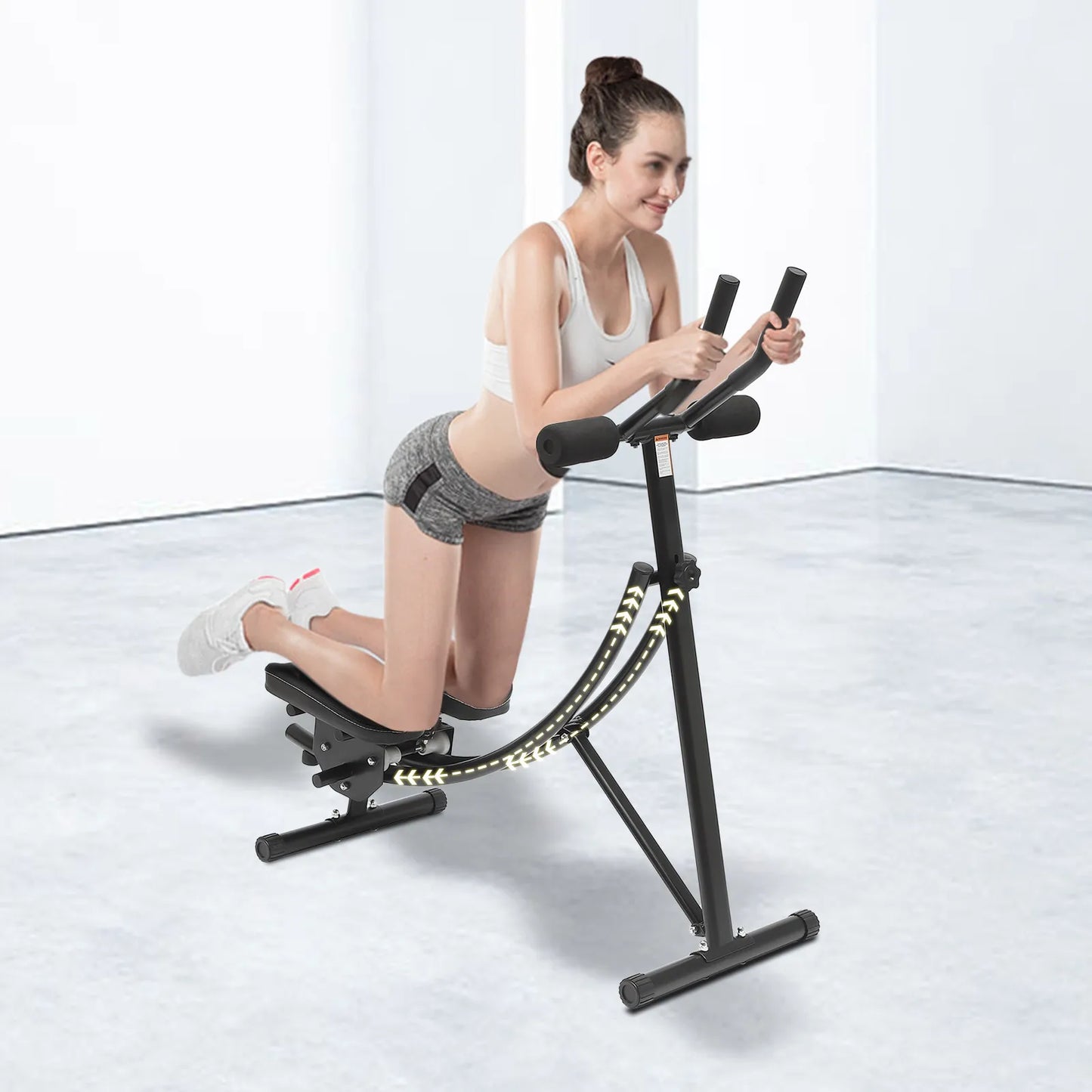 Machine for Home Gym Abdominal Whole Body Workout Machine, Fitness Waist Cruncher Core Toner Shaper with LED Monitor Core Strength Training Equipment, Black