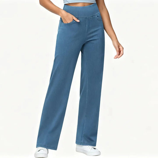 The Gym People Women Wide Leg High Waist Denim Jeans