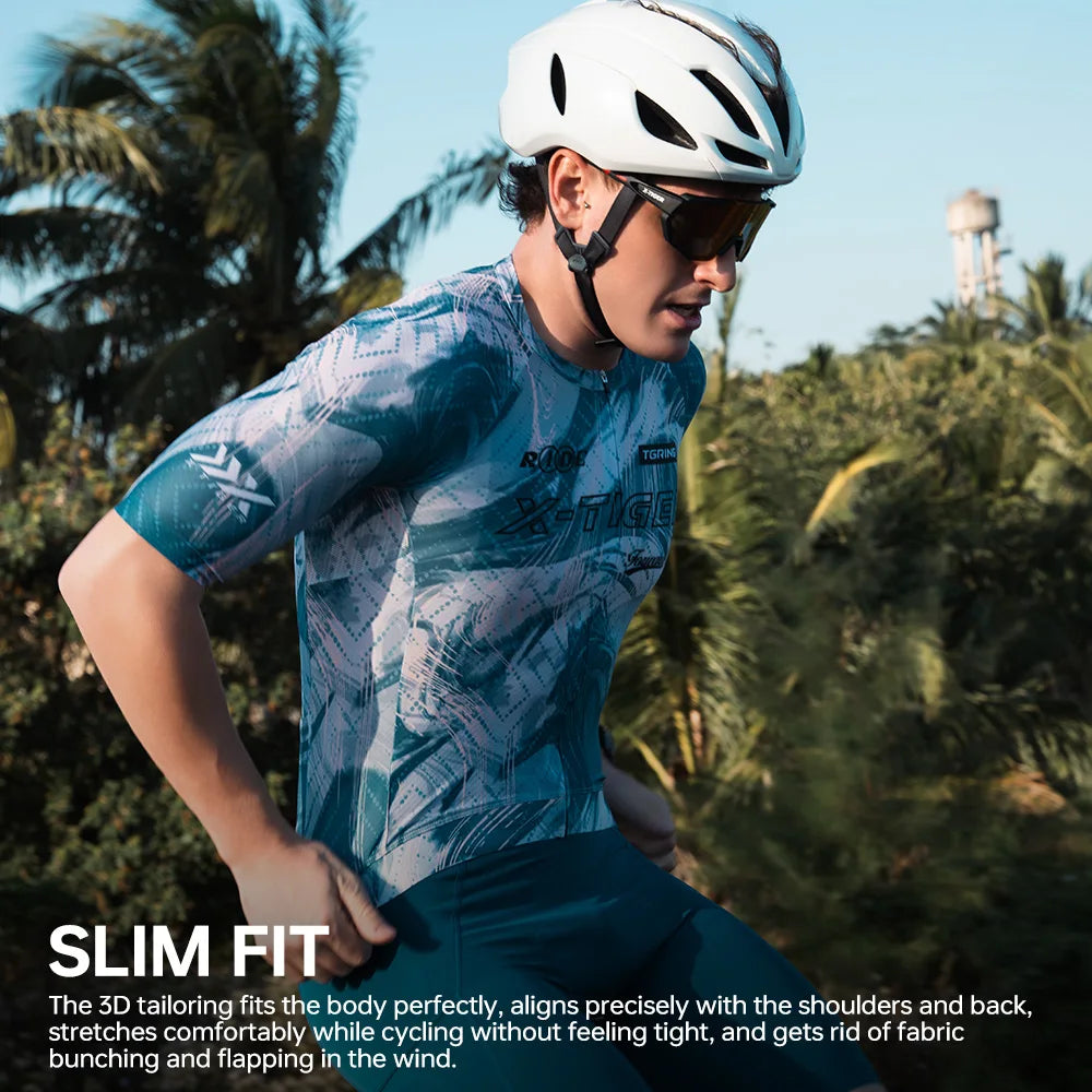 X-TIGER Summer Cool Men Short Sleeve Cycling Jersey Swift Wind Series Antibacterial Sweat-Wicking Ultralight Road Mountain Bike Clothing
