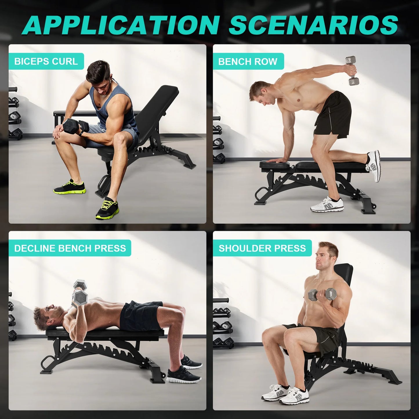 Ergonomic Strength Weight Bench 9 Angle Adjustable Strength Training Bench Exercise Bench for Bench Press Full-Body Workouts