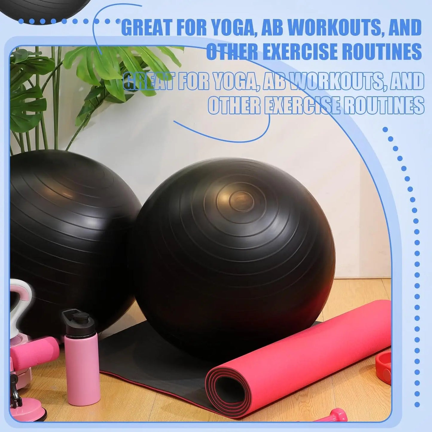 8 Pcs Yoga Exercise Ball Bulk 26 Inch with Inflatable Equipment Pilates Ball with Quick Pump Anti