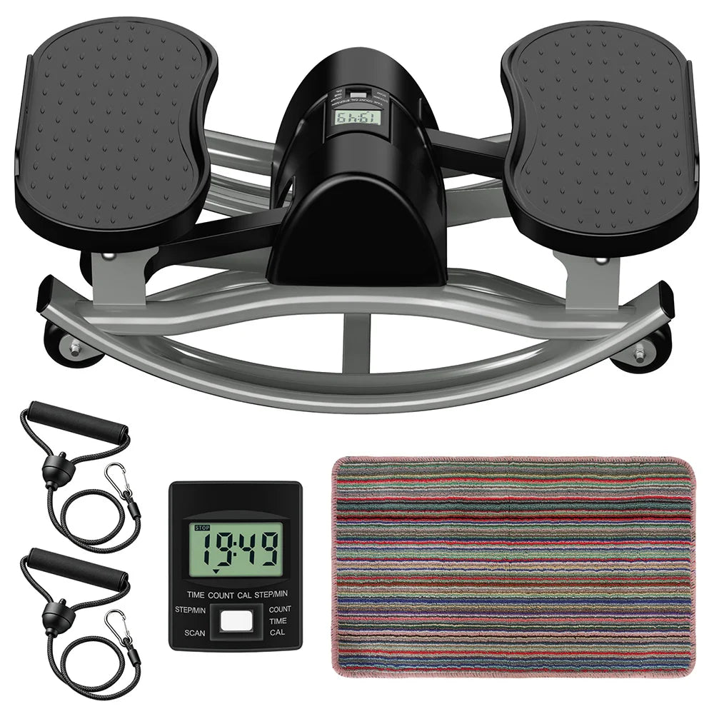 Swing Stepper Machine Intelligent Non-Slip For Exercise Twist Stair Stepper Trainer Full Body Workout 220 lbs with Digital Display Resistance Bands & Floor Mat for Men & Women Fat Burning & Body Shaping