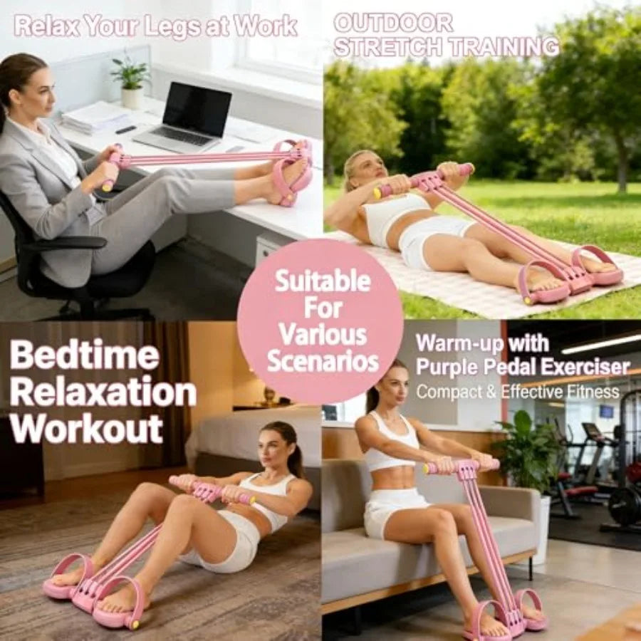 Six-Tube Pedal Resistance Band With Handle For Yoga Home Workouts