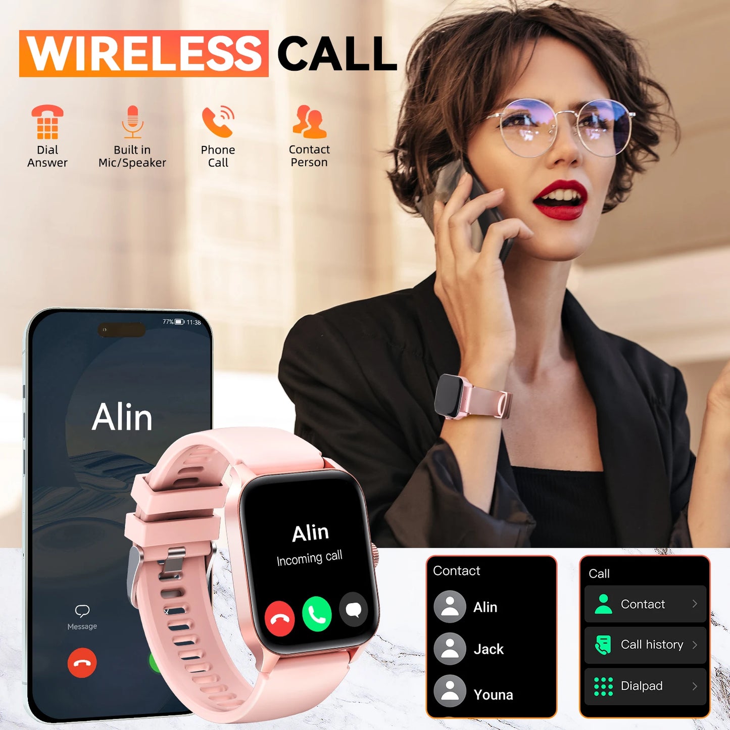 LaNikar QS56 Smart Watch Bluetooth Call Health Monitor