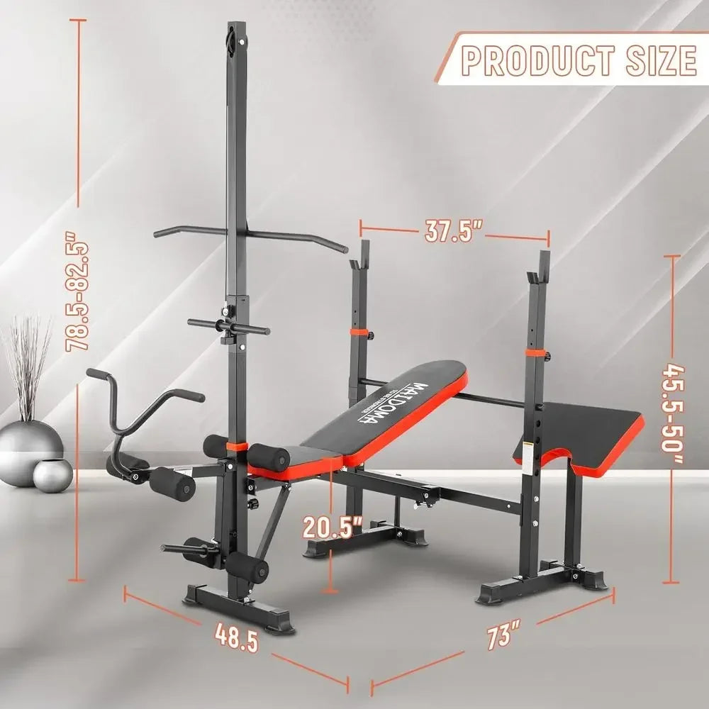 1500-Pound Capacity 8-in-1 Adjustable Weight Bench with Lat Pulldown, Leg Extension/Curl, Preacher Curl, and Squat Rack