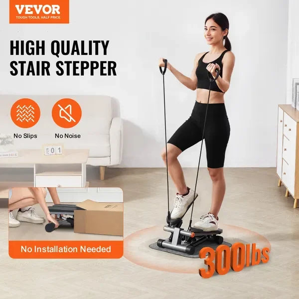 Mini Stair Stepper With Resistance Bands For Home Exercise