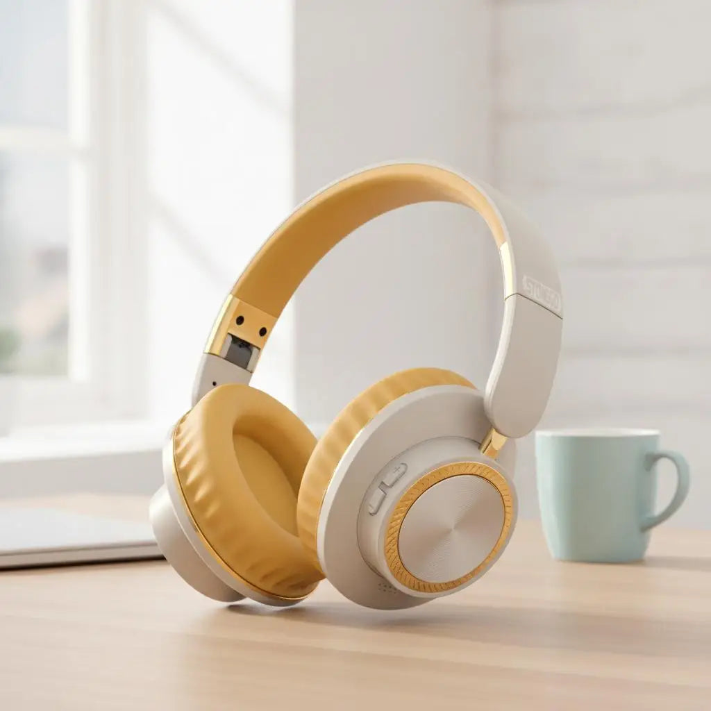 Foldable Wireless Bluetooth Headphones with 40mm Driver for Rich HiFi Sound and Heavy Bass Over Ear Gaming Headset with Built In Microphone and Wireless Calling for PC and Phone Suitable for Home Office Travel and Gaming