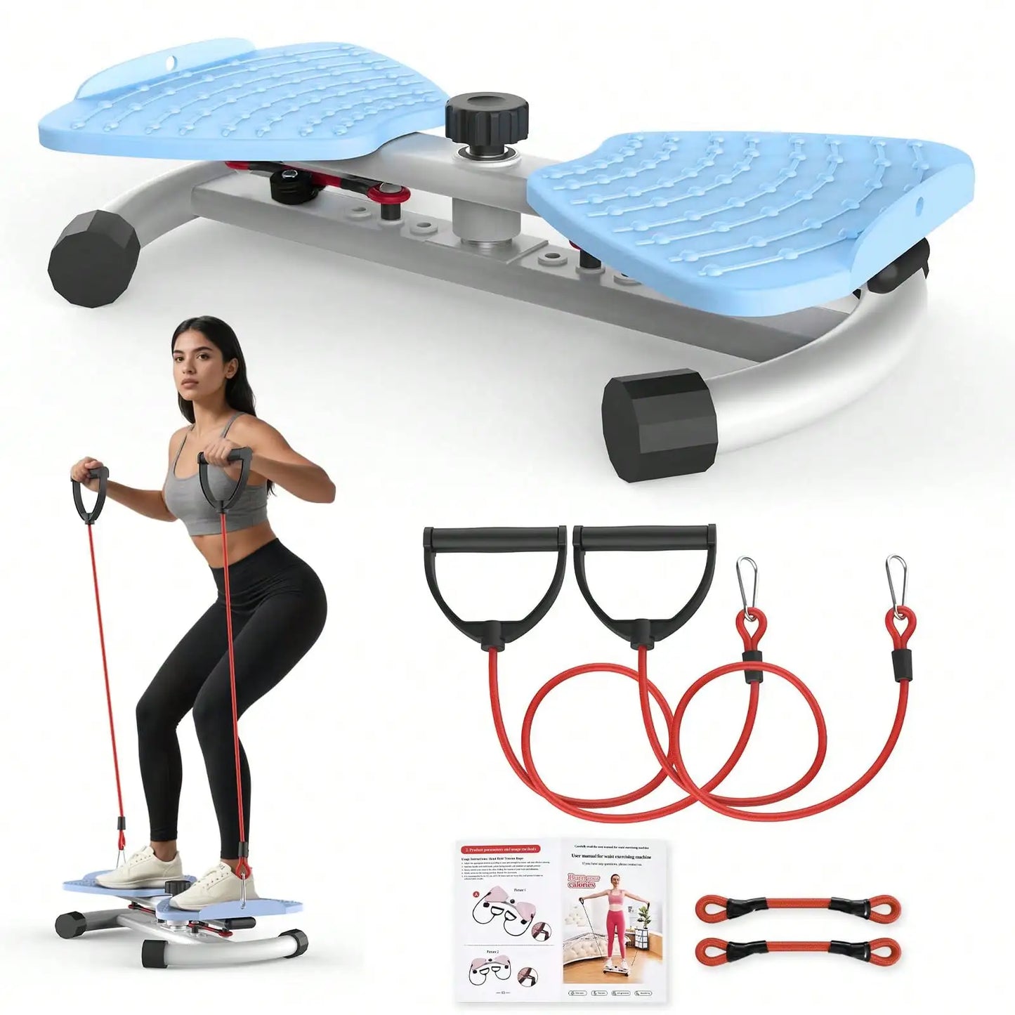 Twist Waist Disc Board with Resistance Bands, Multifunctional Home Fitness Equipment, Waist‑Twisting Exercise Platform for Leg Hip Abdominal Workout and Body Shaping