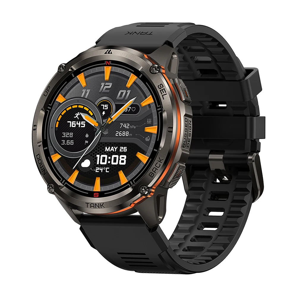 KOSPET TANK T3 Ultra 2 GPS Smart Watch for Men Bluetooth Call 5ATM IP69K Waterproof Men's Watch Stainless Steel Health Monitor