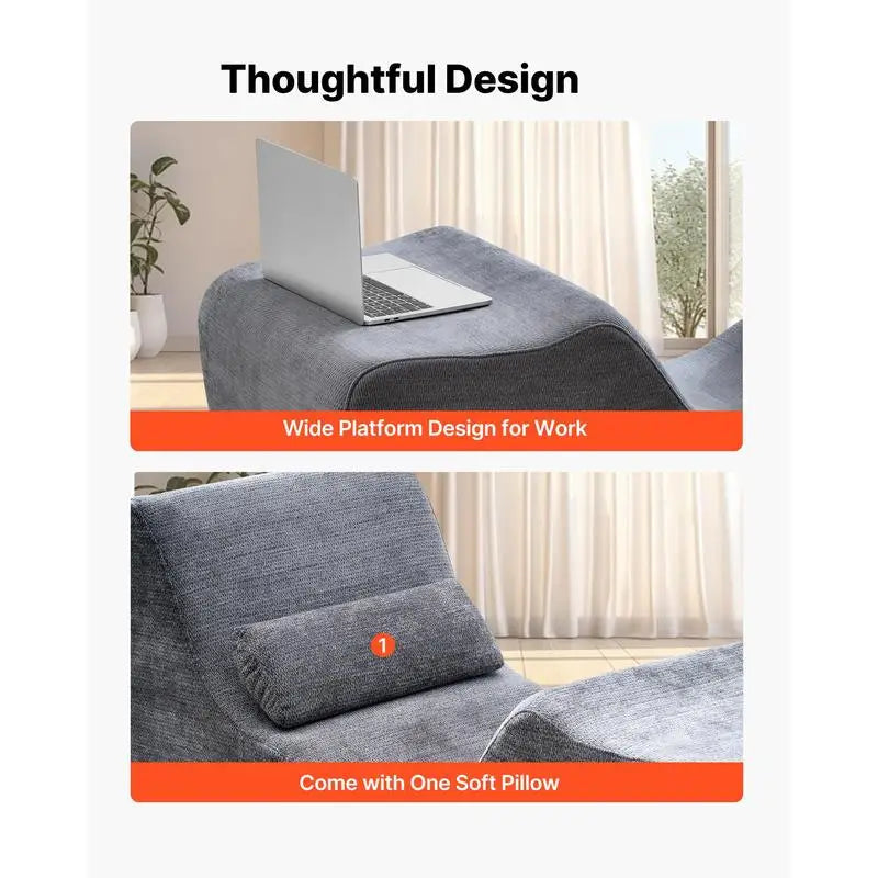 Yoga Chair Chaise, Ergonomic Chaise Lounge Chair for Yoga, Modern Boneless Curved Foam Lounge Indoor for Massage, Stretching, Relaxation, Exercise, Used in Living Room, Bedroom, Balcony, Grey