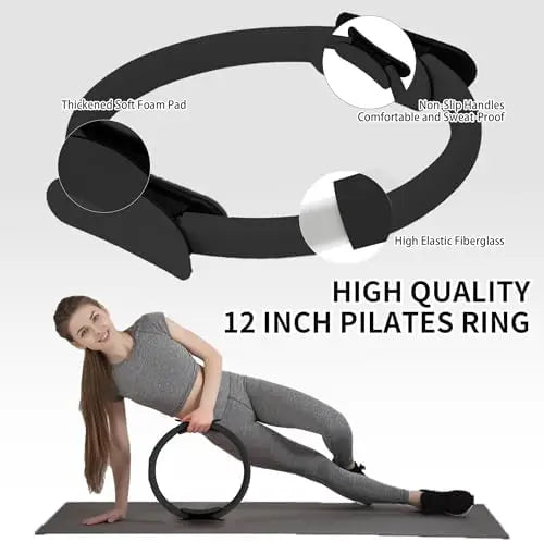 Pilates Essentials Kit for Home Women, Pilates Equipment for Workouts, 6 Fabric ResiBands, 12 Inch