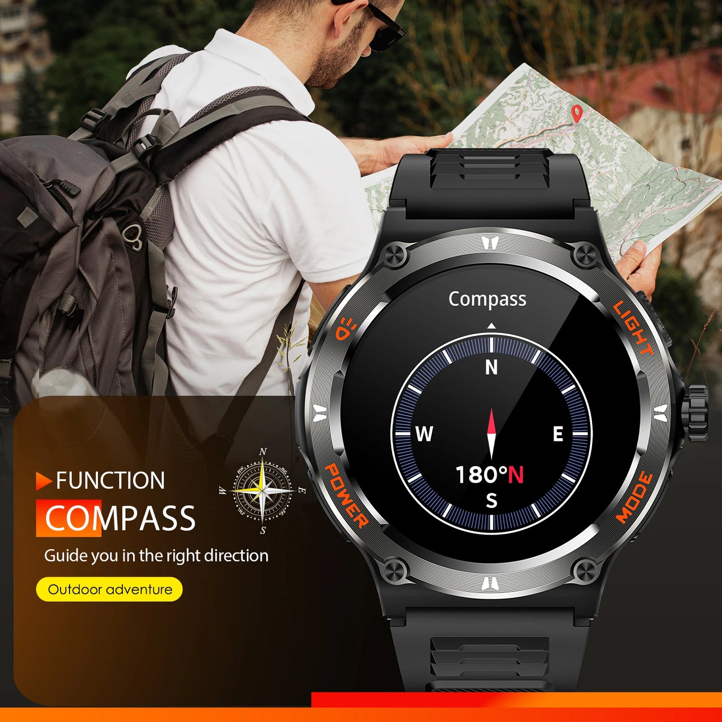 EIGIIS KT76 Smart Watch 3ATM Waterproof With Compass