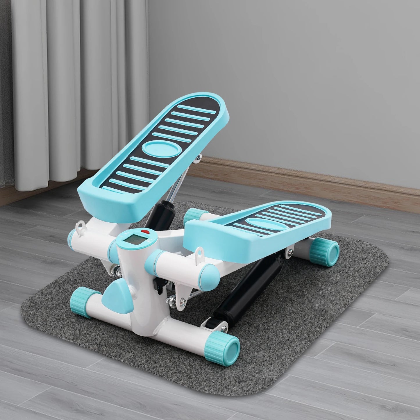 Mini Stepper with Resistance Bands, Hydraulic Quiet Fitness Stepper Machine for Home Office, LCD Display, Adjustable 150kg Capacity, Portable Exercise Equipment for Weight Loss Toning