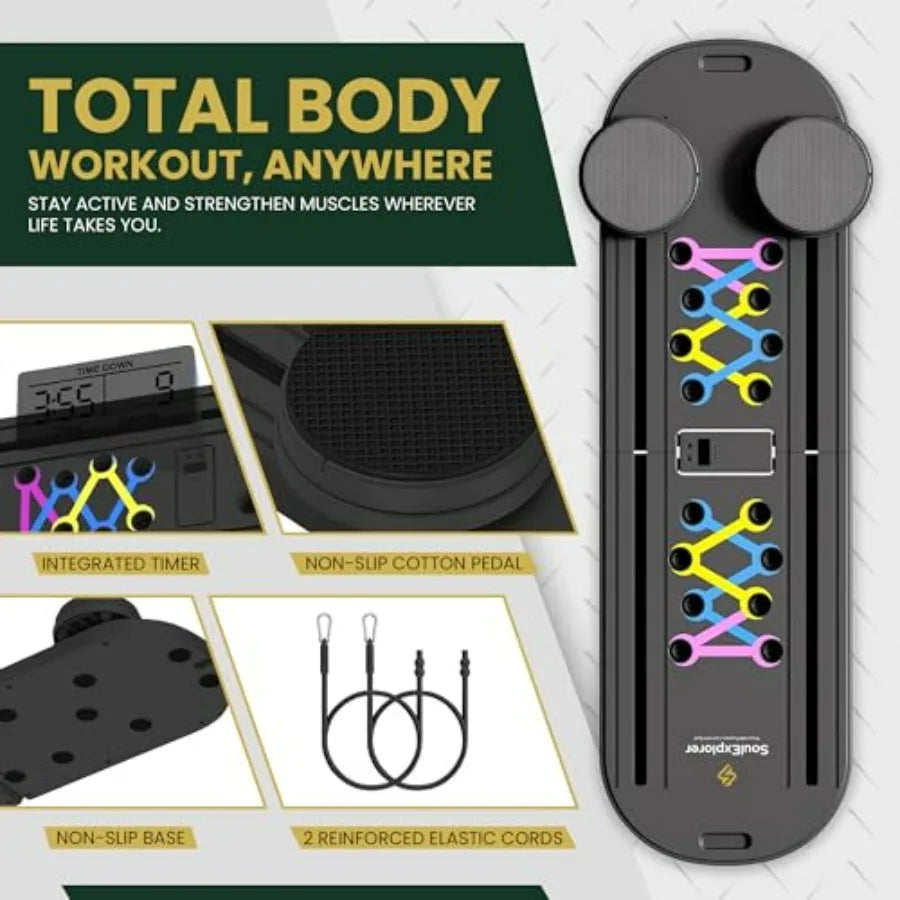 Pilates Board 9 In 1 Multi Purpose Reformer With Yoga Socks And Resistance Bands
