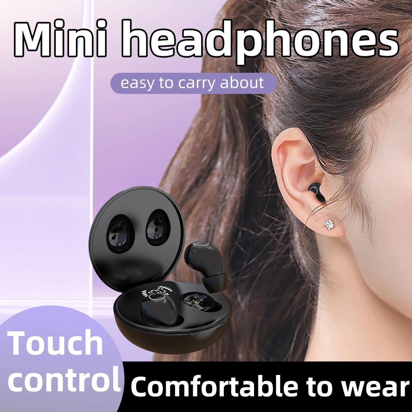 Ultra Small Invisible Sleeping Earbuds Wireless Bluetooth Earphones, Bass HIFI Music, Suitable For Casual Sports, Work, Classroom, Comfortable Wearing Noise Cancelling Headphones, Birthday Gift For Male And Female Couples And