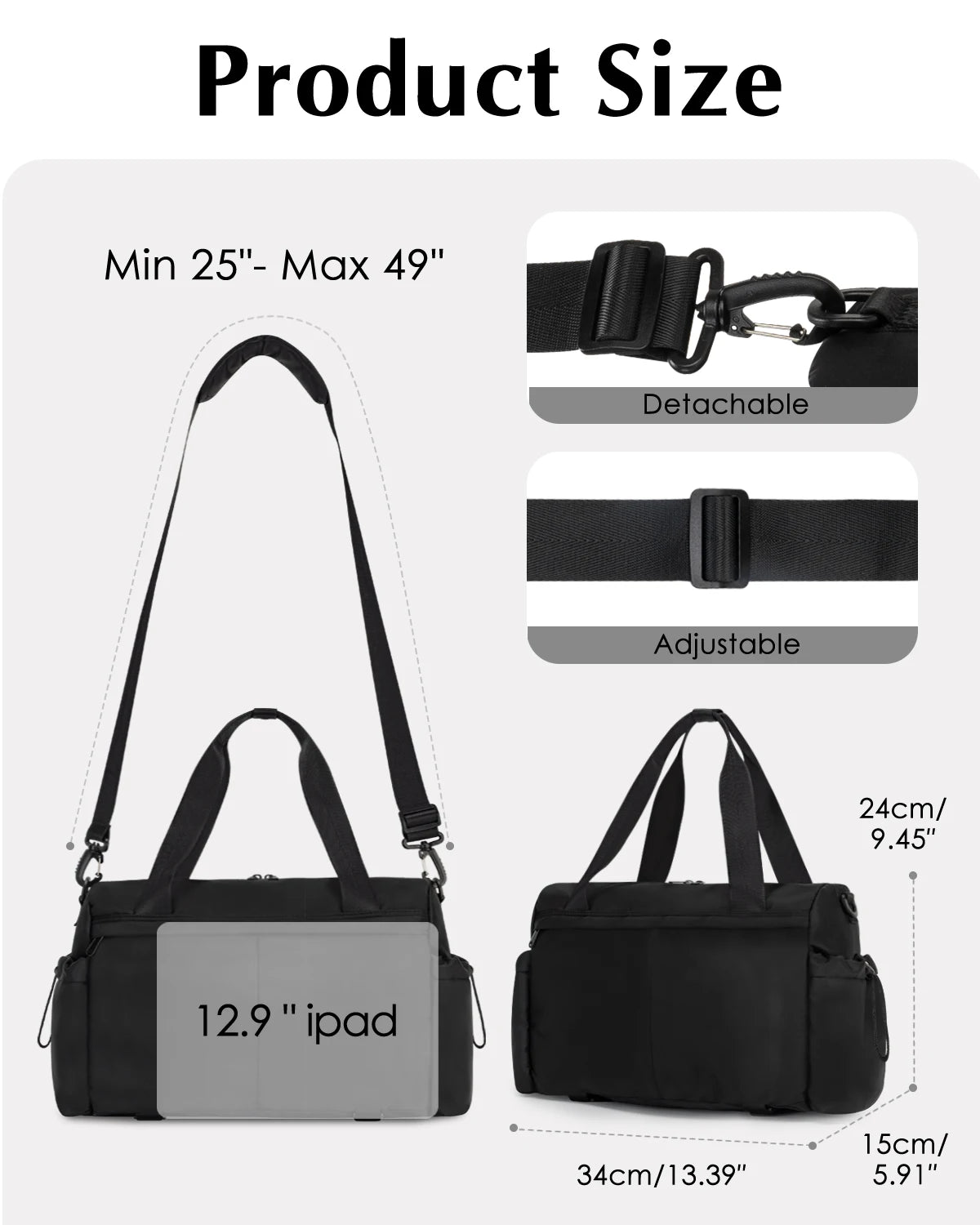 Lightweight Gym Duffel Bag With Yoga Mat Holder Wet Pocket