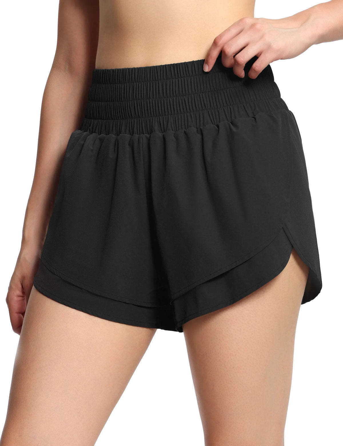 THE GYM PEOPLE Women's High Waisted Mesh Lined Running Shorts